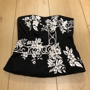 White House Black Market Floral Embroidered Corset